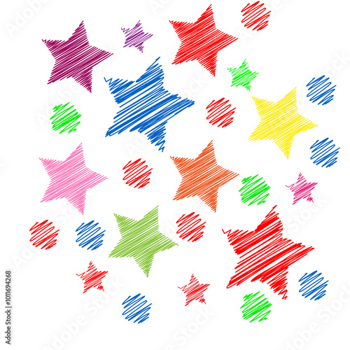 stars scribble crayon, doodle,drawn, texture, color shape elements