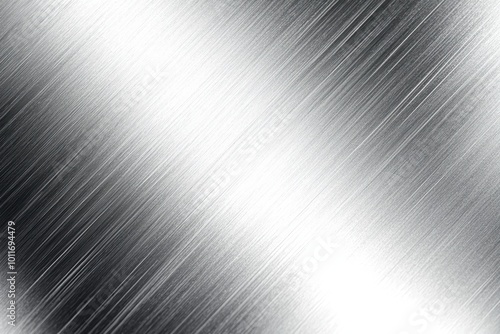 Abstract metallic brushed texture background with diagonal lines and silver tones, perfect for industrial and design concepts.