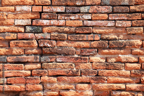 Textured Red Brick Wall with Weathered Appearance