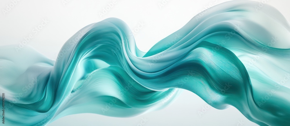 Fototapeta premium Abstract blue and white wavy fabric on white background.