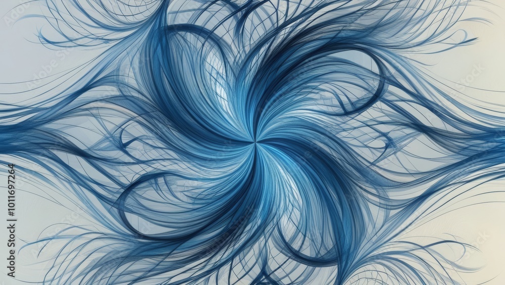 Fototapeta premium blue pattern with delicate, wispy lines against a white background