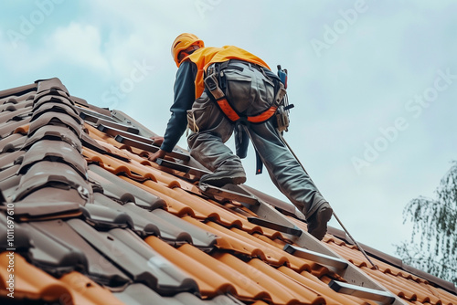 Wallpaper Mural Rooftop repair workers.  Torontodigital.ca
