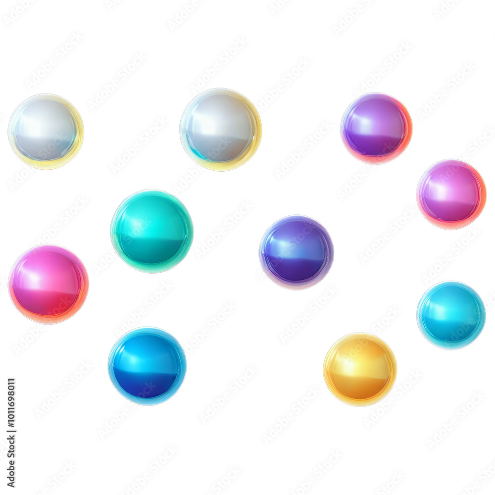 Levitating Iridescent Orbs Collection, 3D Render, Transparent Levitating Iridescent Orbs Collection, 3D Render, Transparent