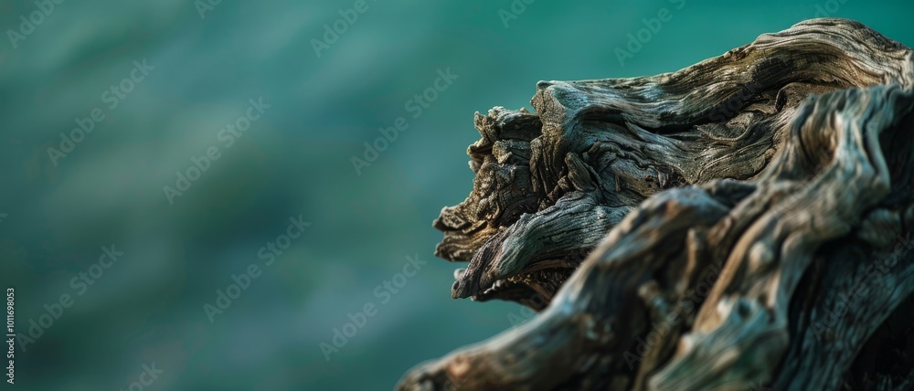 Weathered driftwood twists and turns against a muted green background, evoking a sense of raw, natural beauty and resilience. Weathered driftwood twists and turns against a muted green background, evoking a sense of raw, natural beauty and resilience.