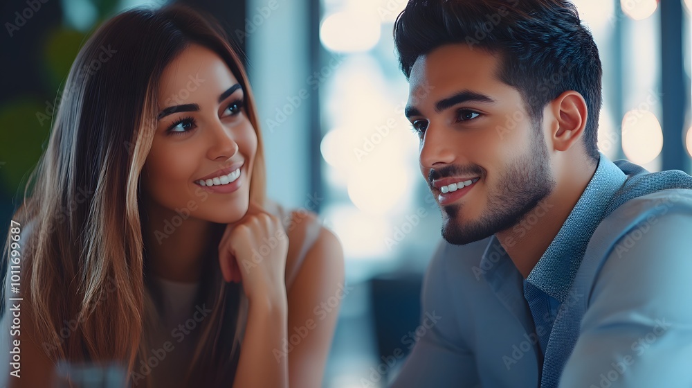 A Couple Gazing at Each Other with Affectionate Smiles A Couple Gazing at Each Other with Affectionate Smiles