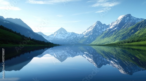 Stunning Mountain Lake Panorama View