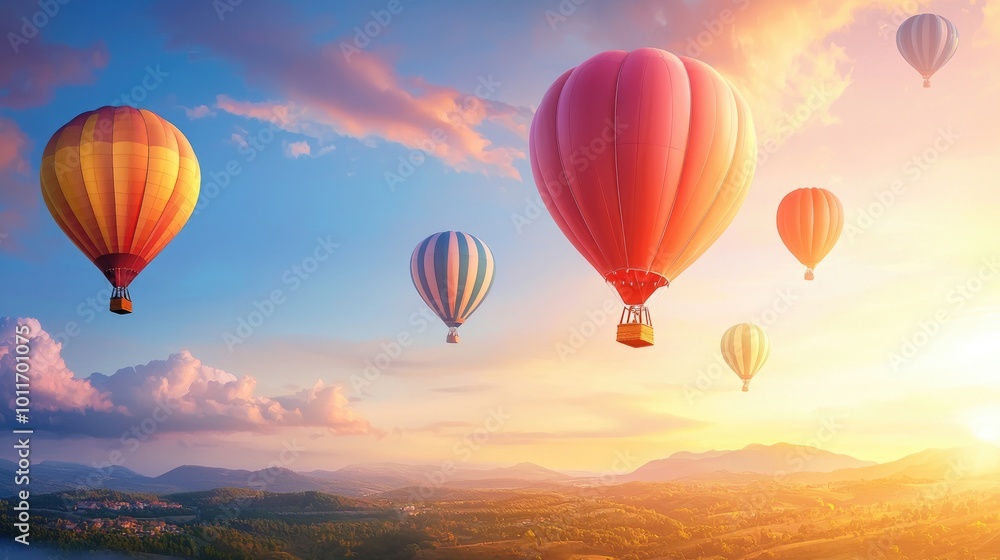 Breathtaking Hot Air Balloons in Colorful Sky Breathtaking Hot Air Balloons in Colorful Sky