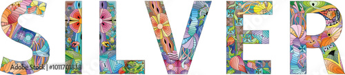 Word SILVER. Selenium is a chemical element. Vector decorative zentangle object for any purpose