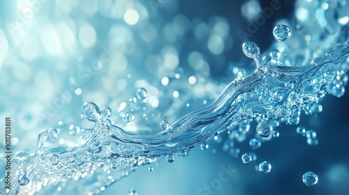 A close-up of water molecules in motion, representing the energy and life within water, water molecules, science of water