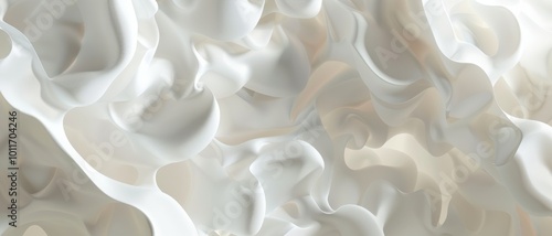 Swirls of soft, creamy white and pink colors create a delicate, ruffled texture that feels light and airy, reminiscent of swirling clouds or fabric.