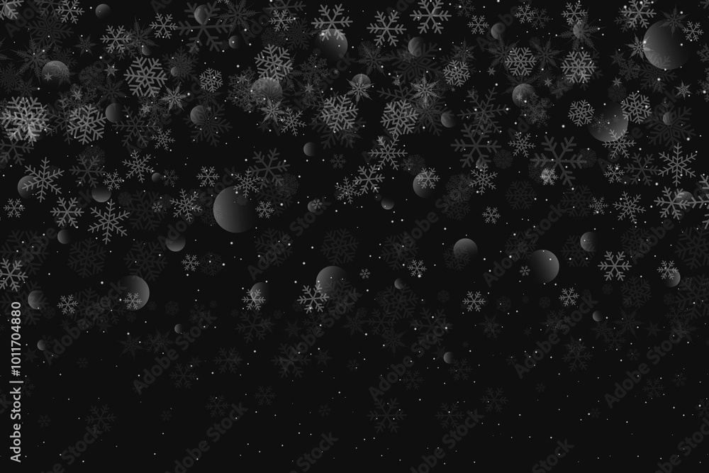 Elegant Winter Snowflake Background with Dark Gray Gradient for Festive Design Elegant Winter Snowflake Background with Dark Gray Gradient for Festive Design