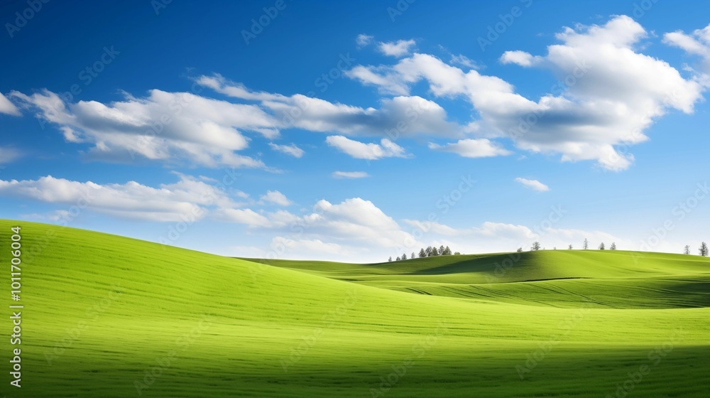 Vast green field under a clear blue sky. Vast green field under a clear blue sky.