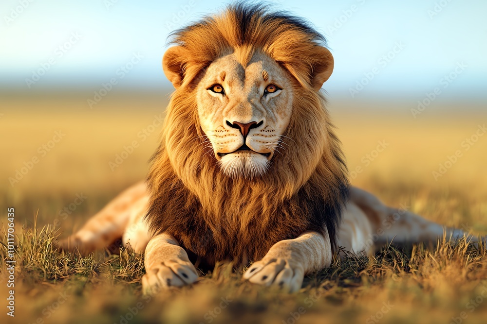 3D-rendered scene of a lion pride resting in the savanna, with realistic lighting and textures capturing the majestic beauty of these predators in their natural habitat 3D-rendered scene of a lion pride resting in the savanna, with realistic lighting and textures capturing the majestic beauty of these predators in their natural habitat
