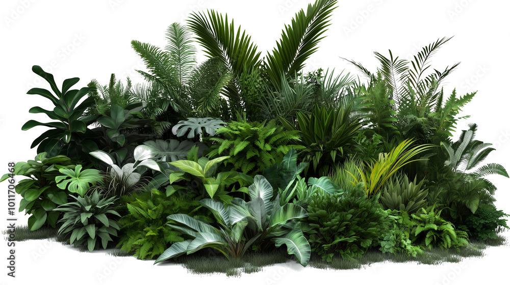 Tropical plants pile on transparent background. Lush foliage. High resolution. Tropical plants pile on transparent background. Lush foliage. High resolution.