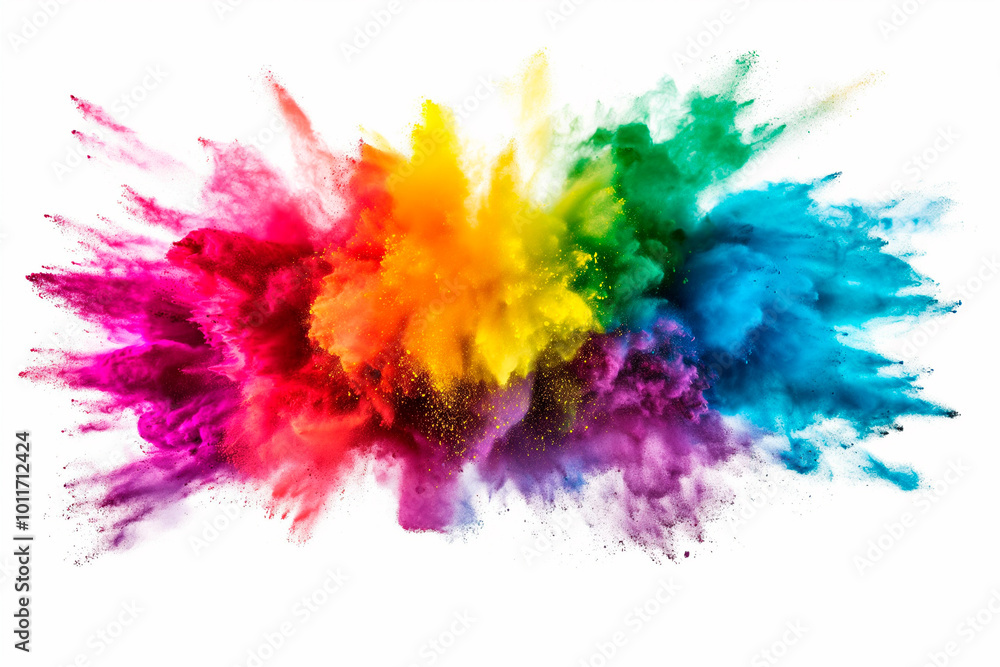 Powder colored rainbow explosion on white background. Powder colored rainbow explosion on white background.