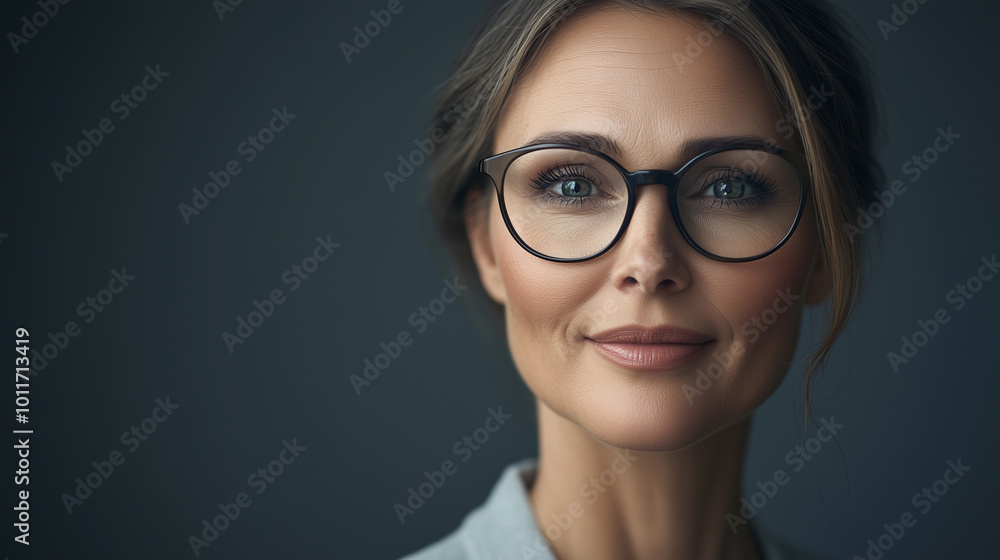 Fototapeta premium Profile Portrait of a Professional Woman Wearing Glasses 
