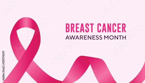 Pink ribbon, breast cancer awareness month in october banner design template. vector illustration	