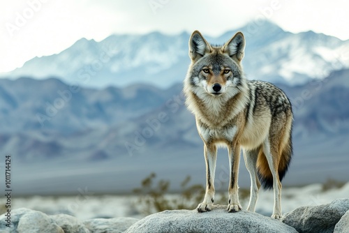Striking Portrait of a Coyote in Death Valley National Park. AI generated illustration