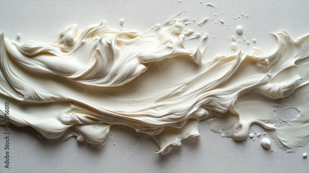 a textured smear of cream spreads across a pristine white background showcasing the smoothness and richness of the cream in an artistic and minimalist style a textured smear of cream spreads across a pristine white background showcasing the smoothness and richness of the cream in an artistic and minimalist style