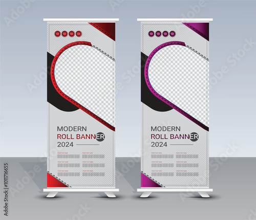 Business roll up banner,  modern x-banner, pull-up banner, rectangle size banner