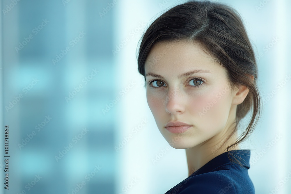 Portrait of a young professional woman in business attire in a corporate office Portrait of a young professional woman in business attire in a corporate office