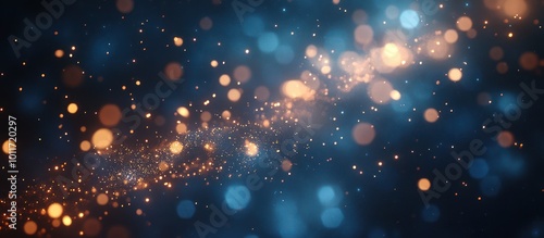 Abstract bokeh background with blue and orange lights.