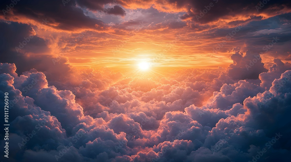 Bright Sunrise Emerging From Dark Storm Clouds Bright Sunrise Emerging From Dark Storm Clouds