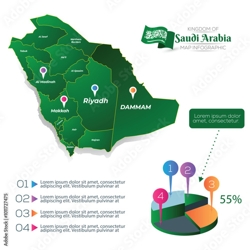 Saudi Arabia infographic map illustration

