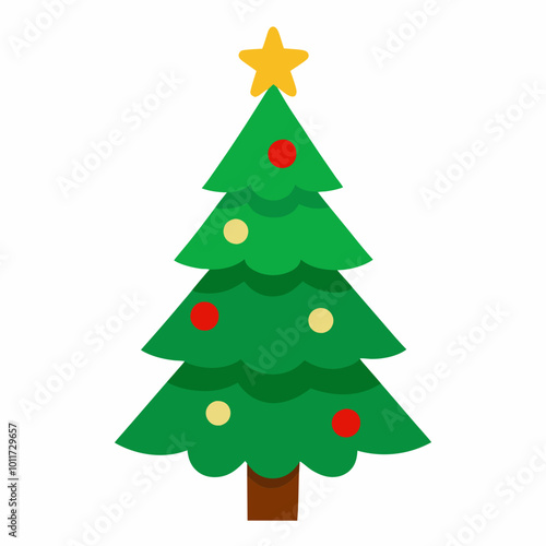 christmas tree isolated color vector illustration with white background
