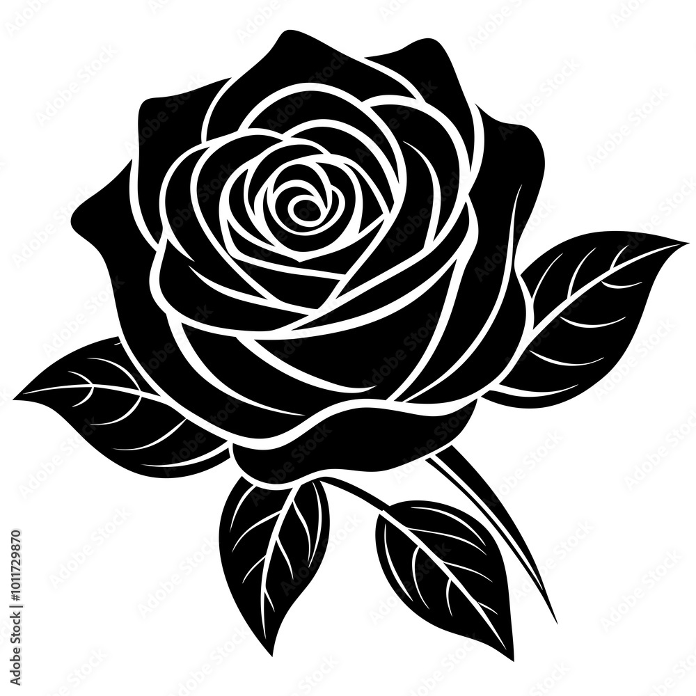 black and white rose silhouette vector illustration with white background black and white rose silhouette vector illustration with white background