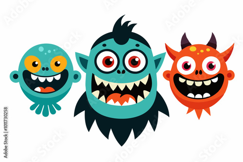 halloween monsters monster vector illustration with white background