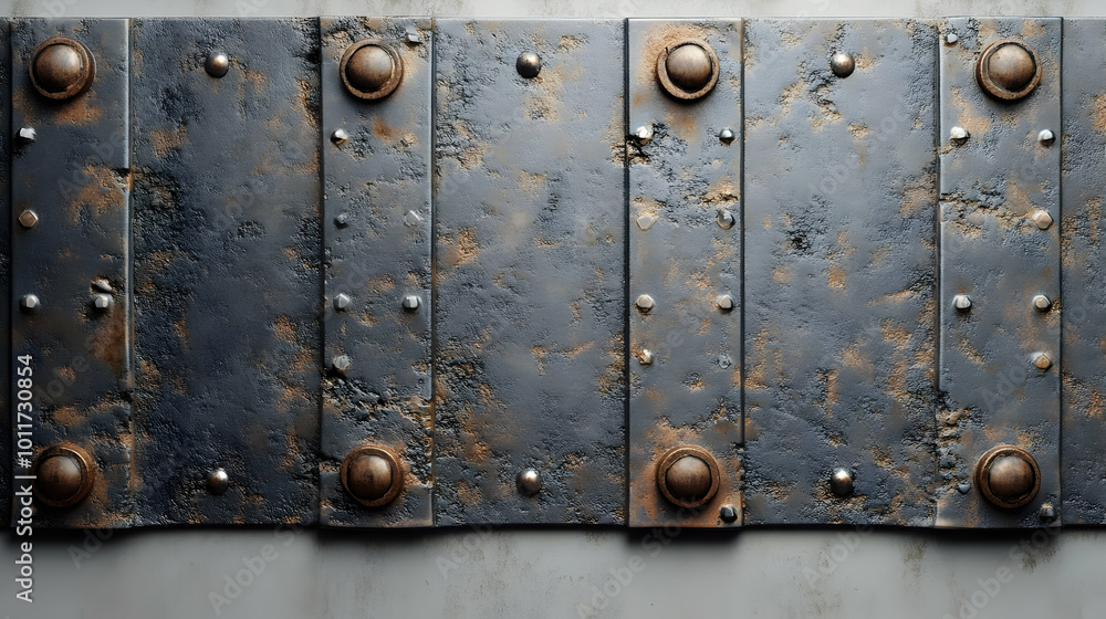 Fototapeta premium Rustic Metal Panel Background with Rivets