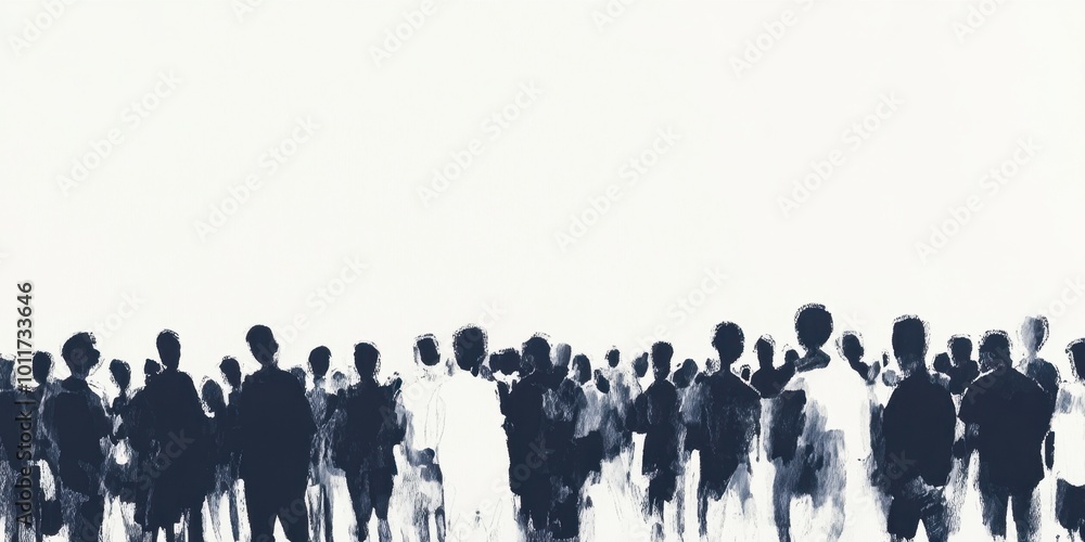 Minimalist illustration of a crowd, on a white background Generative AI Minimalist illustration of a crowd, on a white background Generative AI