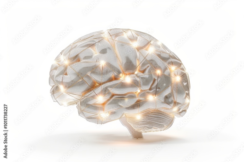 Glowing brain with neural network connections Glowing brain with neural network connections