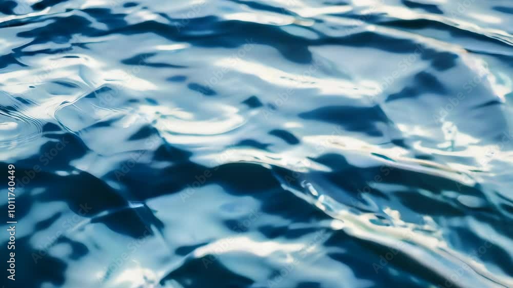 Rippling blue water surface in sunlight, abstract