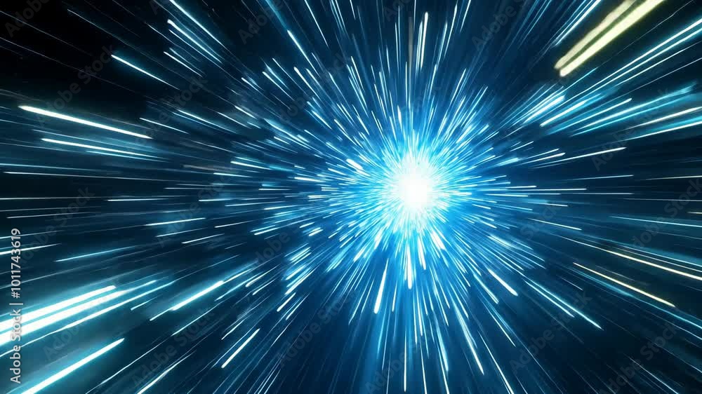A bright, blue light explodes outward from the center of the image, creating a captivating visual effect A bright, blue light explodes outward from the center of the image, creating a captivating visual effect