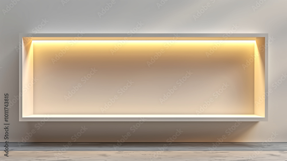 minimalist light filled room features empty display niche with soft glow, perfect for showcasing decor or art. clean lines and neutral tones create serene atmosphere minimalist light filled room features empty display niche with soft glow, perfect for showcasing decor or art. clean lines and neutral tones create serene atmosphere