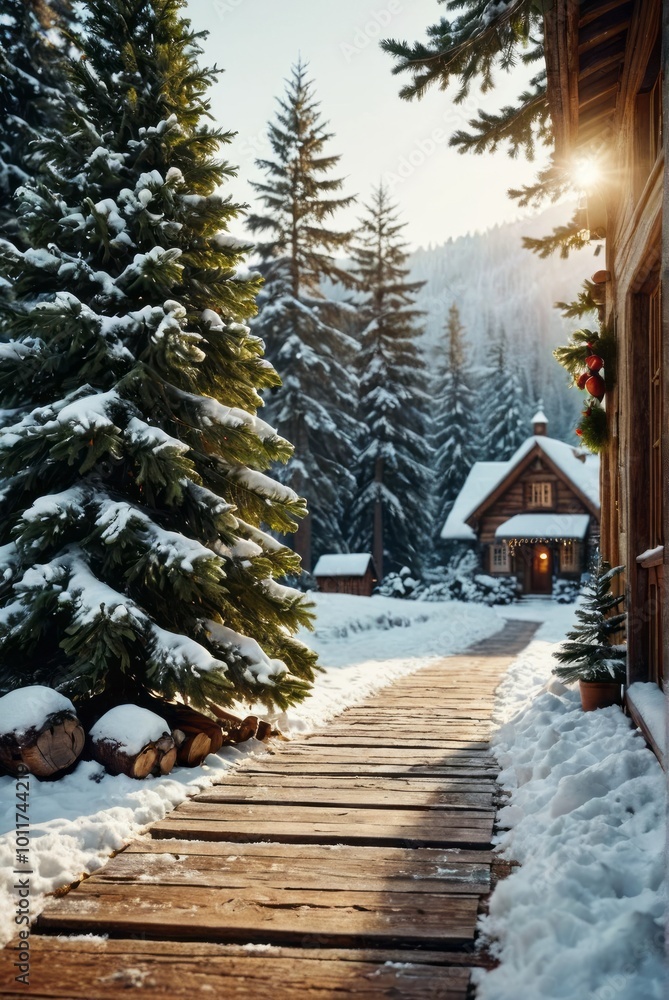 custom made wallpaper toronto digitalOld wood texture with snow and firtree christmas background Ultra realistic Photorealistic picturesque scenery