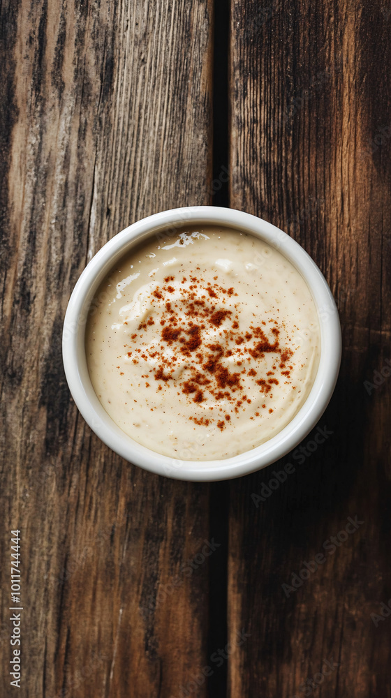 Simple bowl of hummus is topped with paprika and photographed on a rustic wooden table Simple bowl of hummus is topped with paprika and photographed on a rustic wooden table