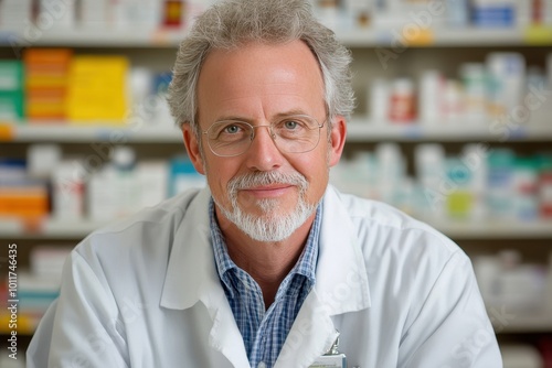 Friendly Pharmacist at Medication Counter