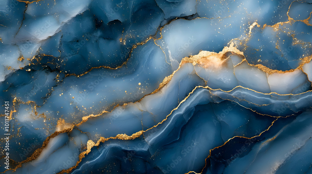 Blue and Gold Abstract Marble Background Illustration Blue and Gold Abstract Marble Background Illustration
