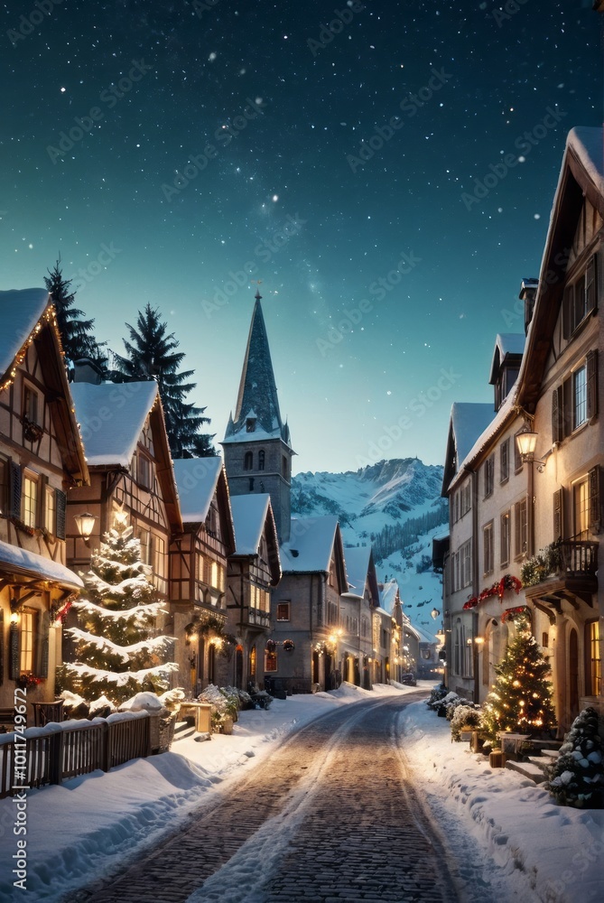 Fototapeta premium Snow christmas background Ultra realistic Photorealistic picturesque scenery
