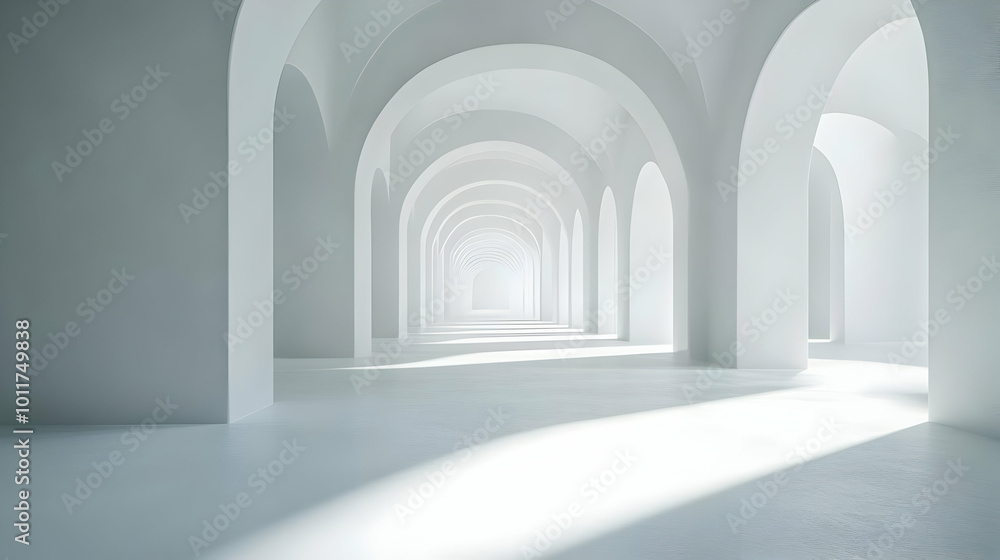White Archway Hallway 3D Render White Archway Hallway 3D Render
