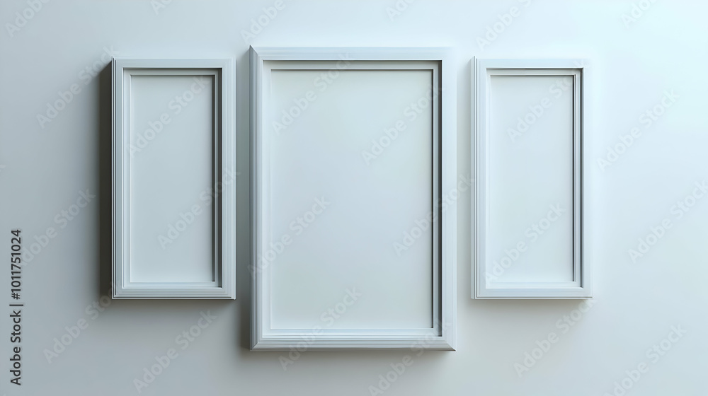 Three White Frames on a White Wall - Illustration Three White Frames on a White Wall - Illustration