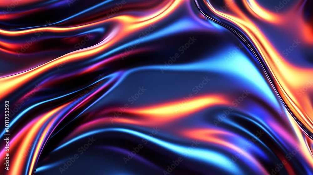 Neon Lights on Black Silk Satin Background. AI generated illustration Neon Lights on Black Silk Satin Background. AI generated illustration