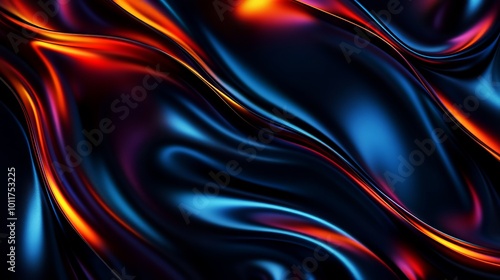 Neon Lights on Black Silk Satin Background. AI generated illustration