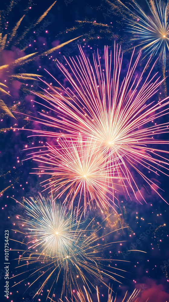Obraz premium Explosive fireworks illuminating the night