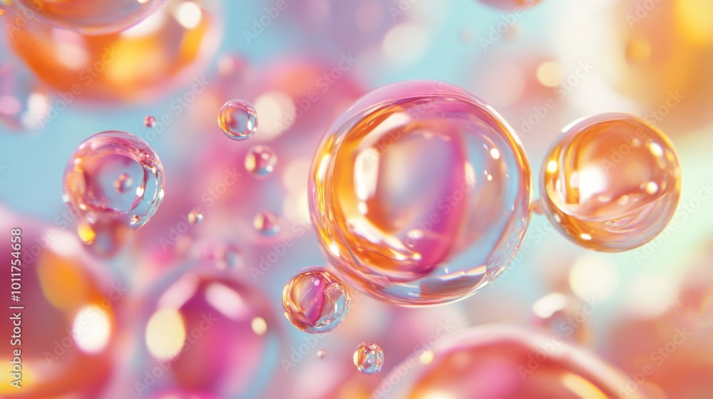 Vitamin and serum drops on skin cells, depicting skincare solutions in a 3D render. Vitamin and serum drops on skin cells, depicting skincare solutions in a 3D render.