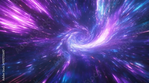 A colorful, swirling background with streaks of purple and blue light. It looks like a super fast, futuristic highway or a journey through space at the speed of light.