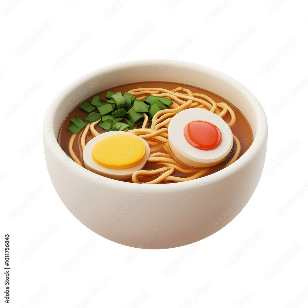 Delicious ramen with noodles, eggs, and green onions in bowl isolated on a white background, transparent background. Delicious ramen with noodles, eggs, and green onions in bowl isolated on a white background, transparent background.